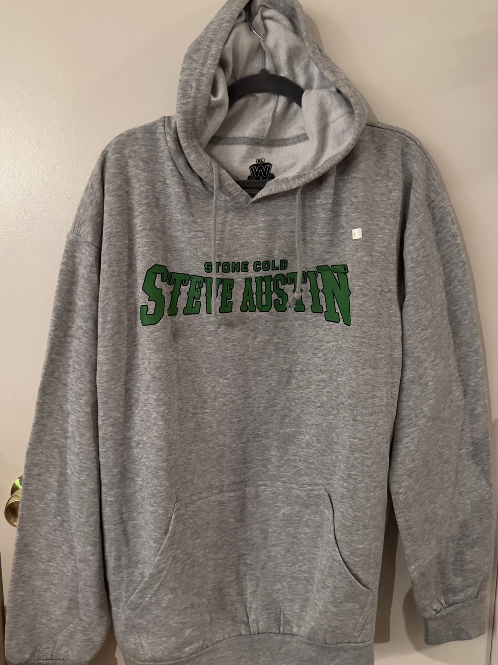 WWE Gray Pullover Hoodie with Green Steve Austin Logo